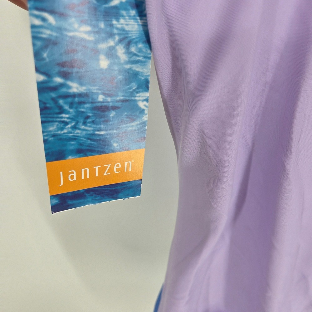 Jantzen Womens One Piece Swimsuit Orchid Purple Blue Trim Size 16 NWT 38450 - Picture 4 of 6